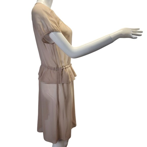 Kensie NWT Sheer Button-Down Dress With Drawstring Waist & Ruffle Hem Size 6 - Picture 3 of 16